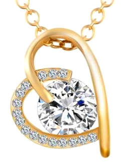 18Ct Gold Plated CZ Elegant Heart Pendant.Christmas or Burthday Gift in fansy golden box