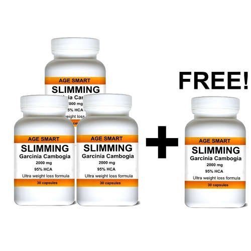 #1 Slim Garcinia Cambogia BUY 3 GET 1 FREE! HCA 95% 30 caps.Fat burn Weight loss Suppress appetite.