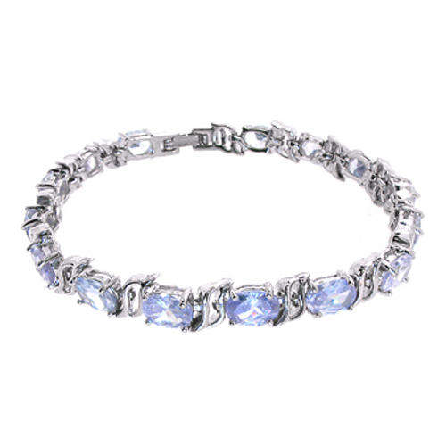TANZANITE WHITE GOLD PLATED GP BRACELET