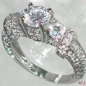 Vintage Style 1.5ct Past Present Future Ring Size 8