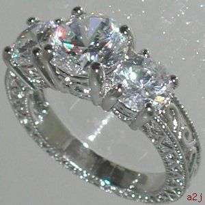 Vintage Style 1.5ct Past Present Future Ring Size 6