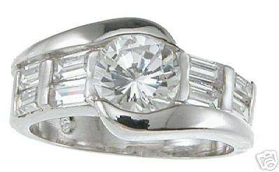 Sterling Silver  Channel Set Engagement Ring Size 10