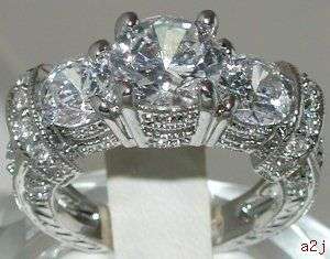 Vintage Style 3.5ct Past Present Future Ring Size 5