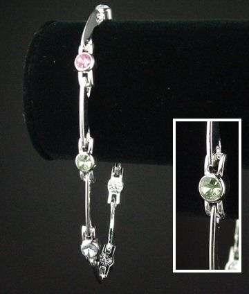 SILVER DESIGNER GEMSTONE SIMULATED TENNIS STYLE BRACELET