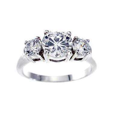 1.46ct 3 stone CZ Promise Engagement Ring Silver  Ring size 6