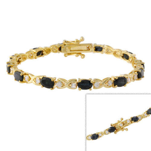 18k Gold over Silver Genuine Sapphire X & O Bracelet