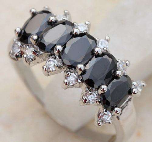 STUNNING  SAPPHIRE & TOPAZ SILVER GEMSTONE RING Size7