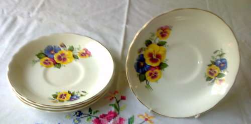 PRETTY PANSY SAUCER - Old Foley by James Kent of Staffordshire