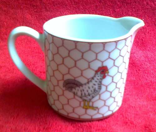 SMALL MILK JUG or CREAMER - Chicken / Rooster Illustration or design.