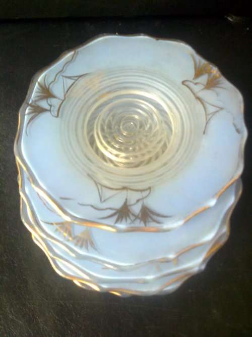 STRANGE VINTAGE GLASS SAUCERS - Unmarked