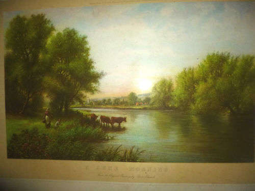 EDWARDS, Edwin - A June Morning [Country Scene] - (Old Framed Print of a Painting)