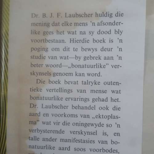 LAUBSCHER, B.J.F. - Die Raaisel Hiernamaals - (1967 Hardeband in Stofomslag)