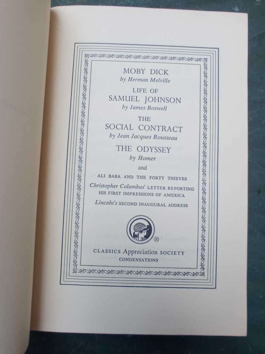 GROLIER CLASSICS - One Volume of that scarce set from Classics Appretiation Socioty - (H/c) - moby