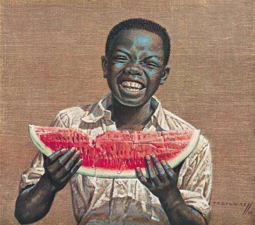 TRETCHIKOFF PRINT - Melon Boy - (In plain frame with glass)