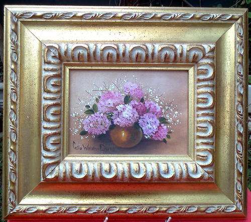 PINK HYDRANGEAS - Celia Walsh Diehl - Oil painting - Framed
