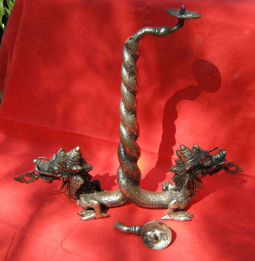 UNUSUAL ORIENTAL CANDLESTICK - Needing Repair