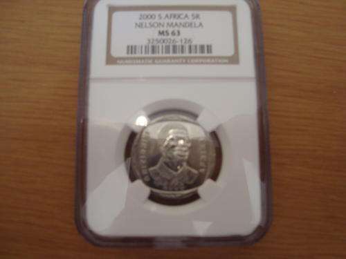 2000 MANDELA R5 - NGC GRADED - MS63 - FREE COUNTER - COUNTER
