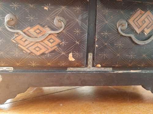 Antique Lacquered Tea Caddy/Miniature Chest of Drawers