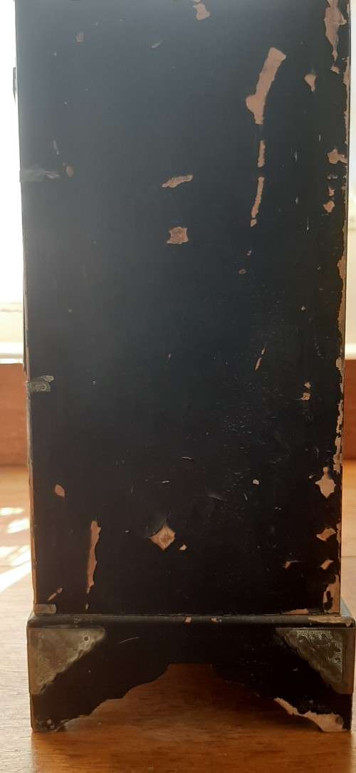 Antique Lacquered Tea Caddy/Miniature Chest of Drawers