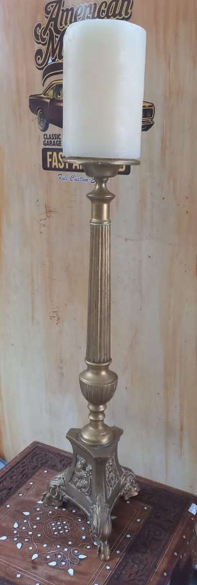 Large Copper Candle Holder with biblical scenes. Beautiful & scares. See photos