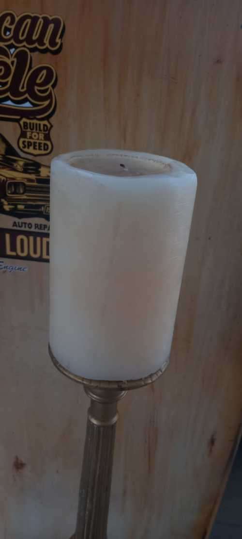 Large Copper Candle Holder with biblical scenes. Beautiful & scares. See photos