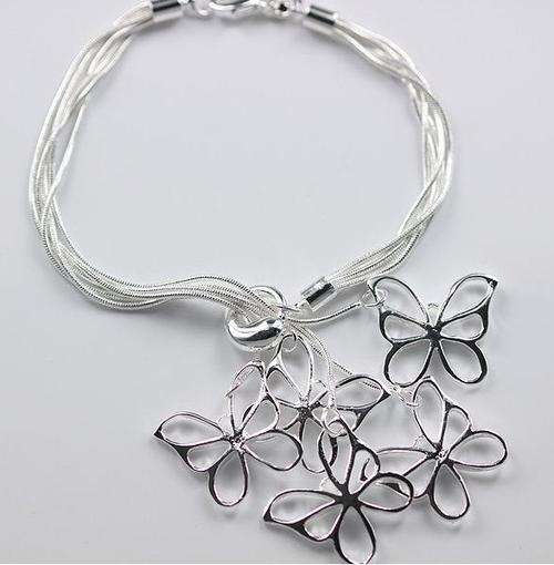 Bracelets Silver Jewelry 5 Charm Tag chain Bracelets
