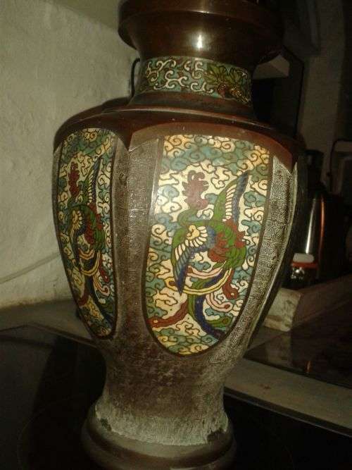 Chinese Hexagonal Cloisonne Vase, Qing Dynasty, 19th century with Stephan Weltz provenance