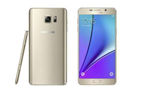 Samsung Galaxy Note 5 with box cover and fast charger