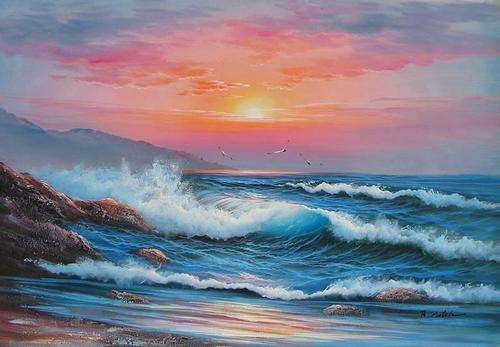Blue Ocean Seascape Painting Oil On Canvas 60 x 90CM