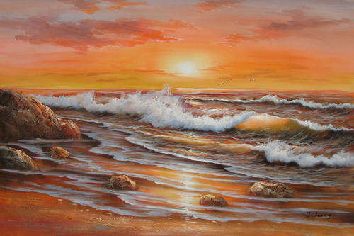 Ocean Wave Seascape Painting Oil On Canvas 60 x 90CM