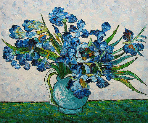 Floral Painting Oil On Canvas *Irises In Vase* 50 x 60 CM