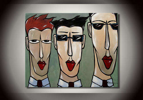 ORIGINAL ABSTRACT ACRYLIC PAINTING COOL MAN 80X100 CM
