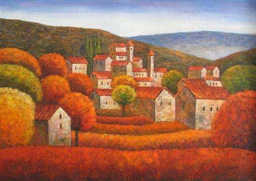Villas Landscape Painting Oil on Canvas 90x120 CM