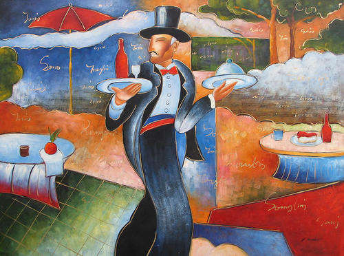Michael Stockdale Repro Painting The Waiter Oil On Canvas 90 x 120 CM