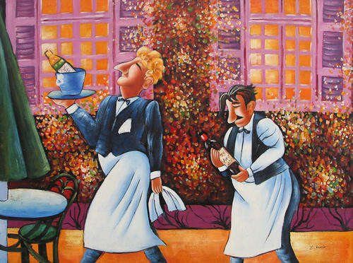 Michael Stockdale Repro Painting Wine Service Oil On Canvas 90 x 120 CM