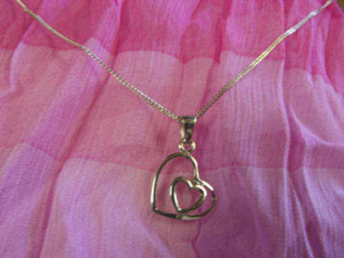 ***Genuine 925 silver double heart pendant and chain--SOOOOOO CUTE***