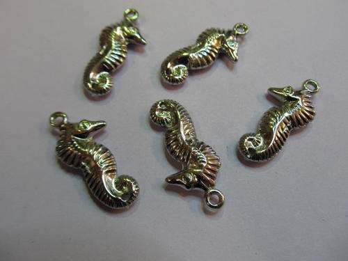 RHODIUM PLATED SEAHORSE CHARMS-4PC-CHEAP COURIER DELIVERY