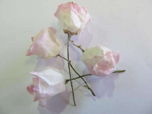 LIGHT PINK PAPER ROSES 4PC -CHEAP COURIER DELIVERY
