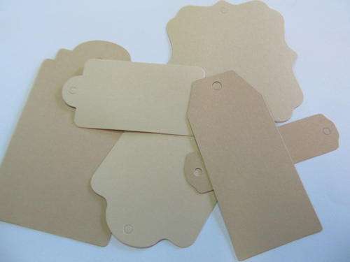 6PC MIXED SHAPE/SIZES NATURAL TAGS -CHEAP COURIER DELIVERY