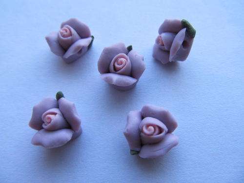 PURPLE CLAY ROSES-5PC-12MM