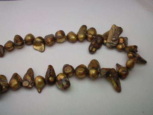 GOLDEN BROWN BLISTER FRESHWATER PEARLS-36CM STRING