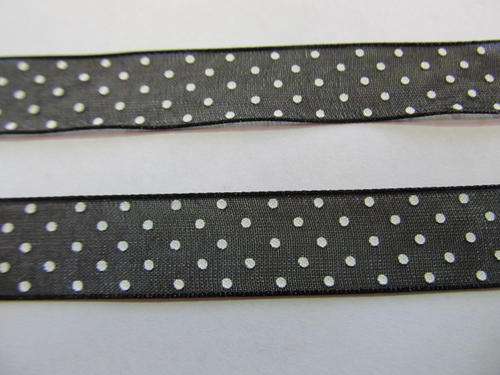 BLACK WITH WHITE POLKADOT  RIBBON-1M