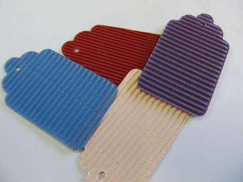 CORRIGATED CARD STOCK TAGS-4PC-MIXED COLOUR