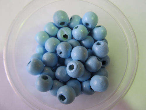 BLUE ROUND WOODEN BEADS-20PC