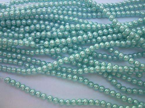 TURQUOISE GLASSPEARLS-4MM-210PC