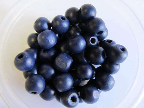 PURPLE NAVY ROUND WOODEN BEADS-20PC