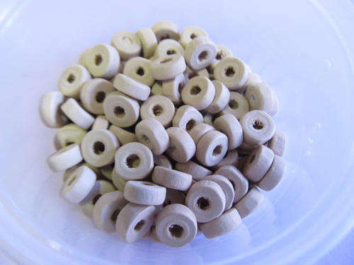 STONE ROUND DISC WOODEN BEADS - 50PC - 4MM X 8MM