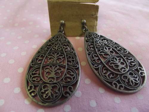 ANTIQUE NICKEL TEARDROP EARRINGS