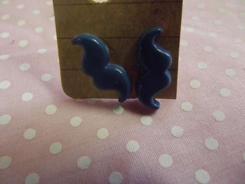 BLUE MOUSTACHE EARRINGS