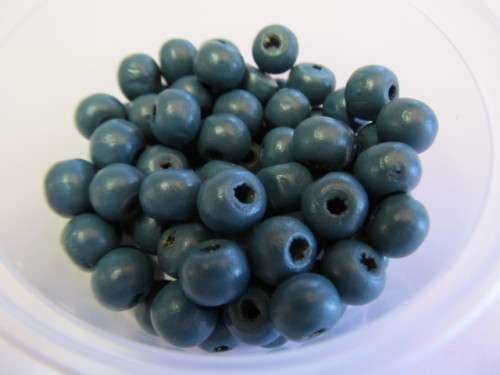 WOODEN BEADS TEAL ROUND - 9MM X 7MM - 50PC
